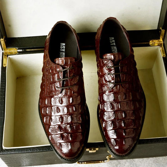 Phenkang Genuine Leather Crocodile Mens Classic Shoes