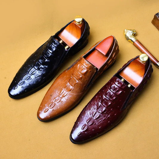 Phenkang Genuine Leather Luxury Men Dress Shoes