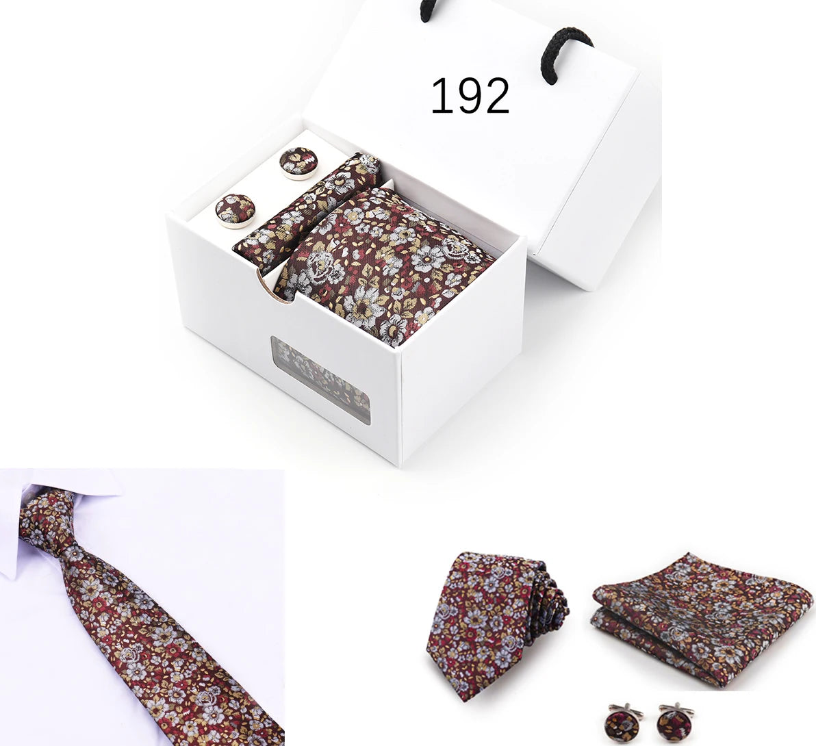 Luxury Tie Box 100% Silk Neck Tie - Pocket Square - Cufflinks Accessories