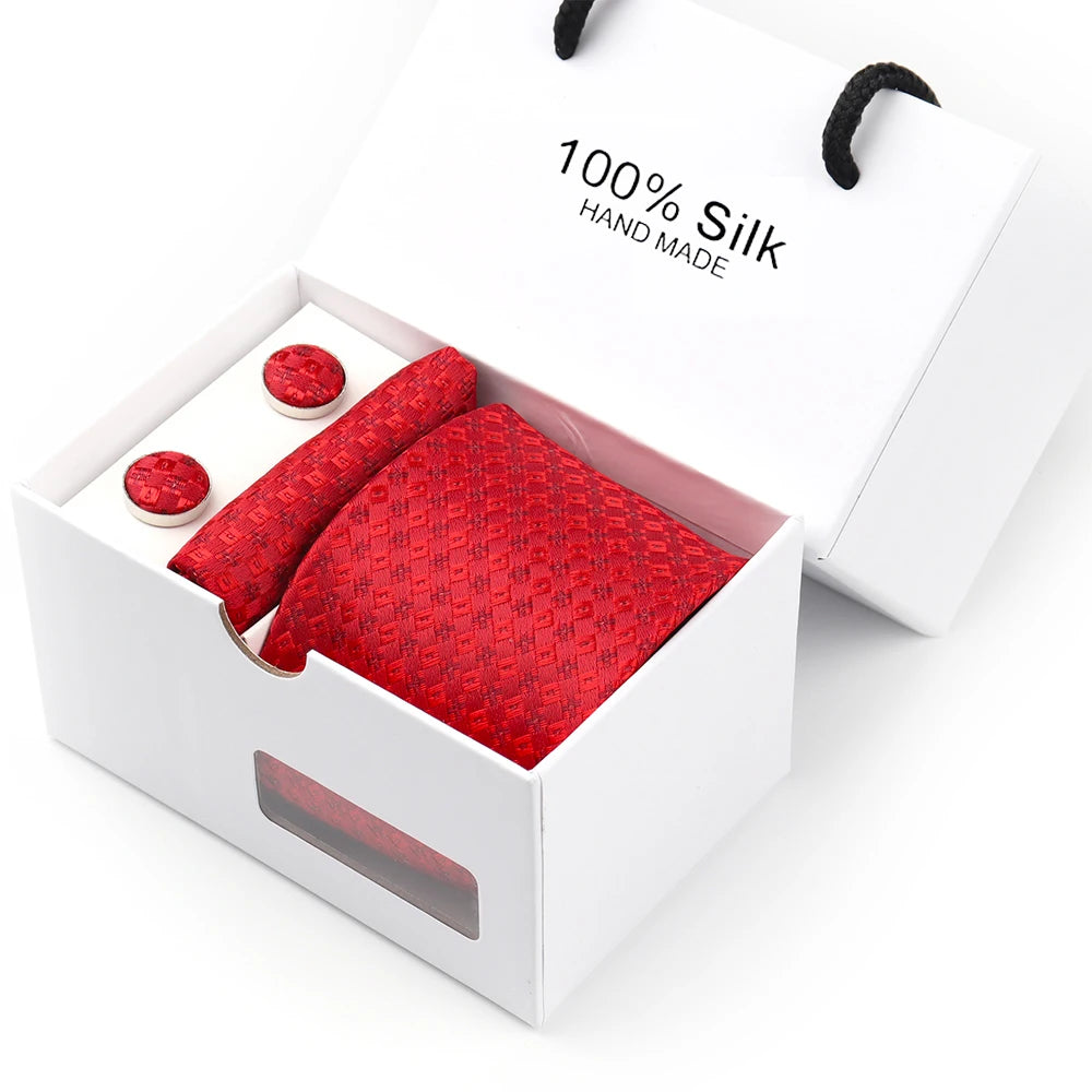 Luxury Tie Box 100% Silk Neck Tie - Pocket Square - Cufflinks Accessories